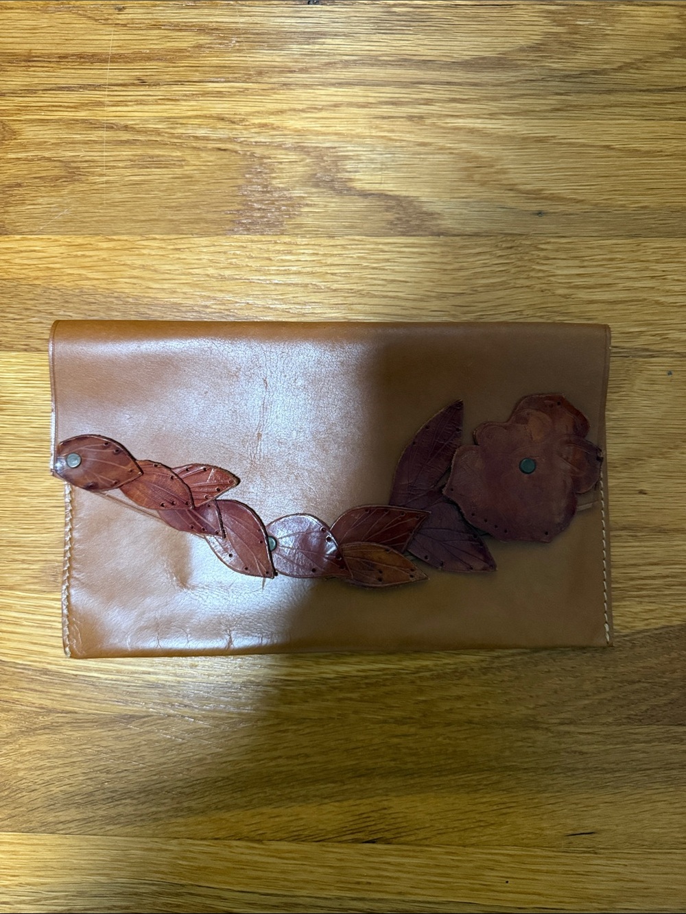 Gap Leather Floral Applique Clutch